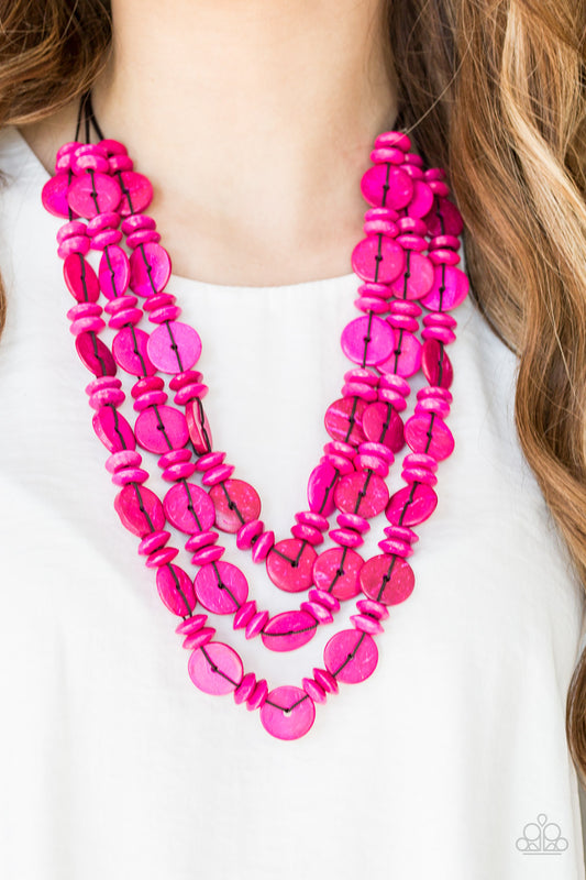 Barbados Bopper Pink statement necklace, alternate view