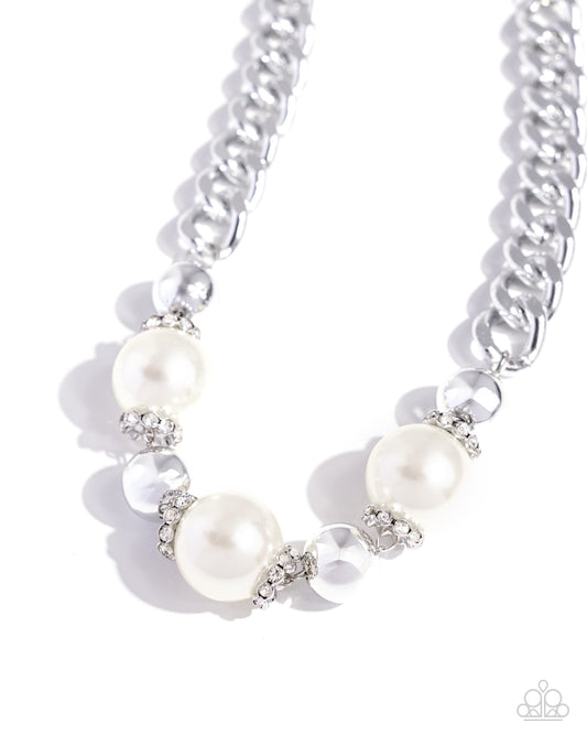 Generously Glossy White statement necklace