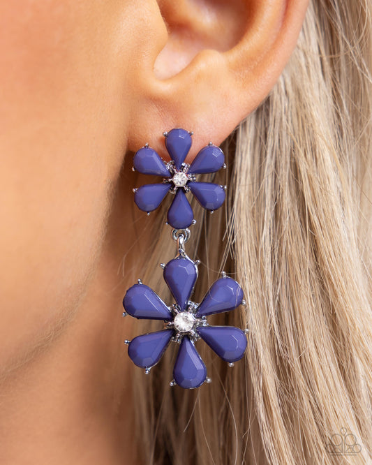 A Blast of Blossoms Blue post earrings, alternate view