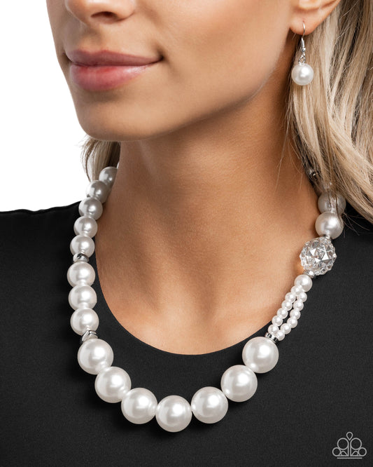 Crystal Class White statement necklace, alternate view