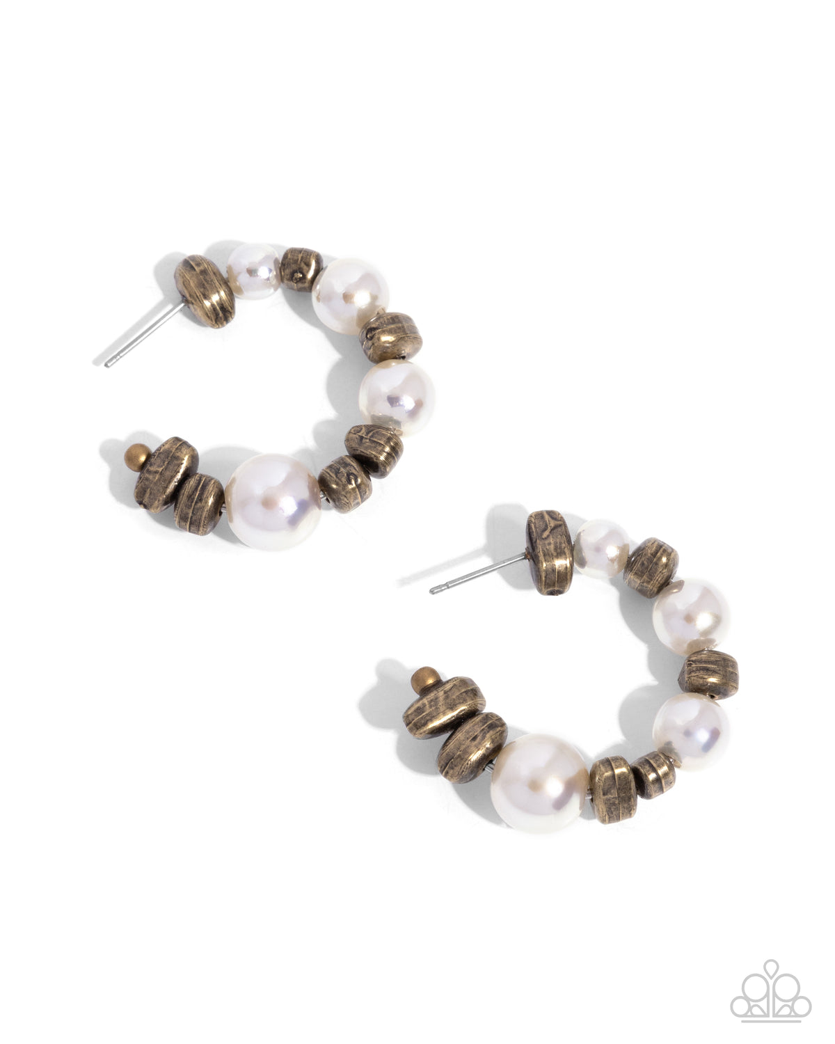 Playful Pearls Brass hoop earrings