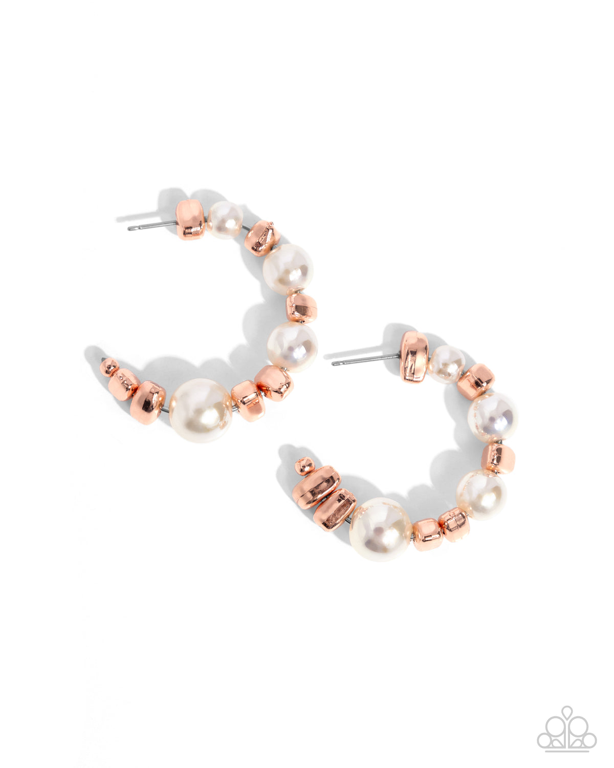 Playful Pearls Copper hoop earrings