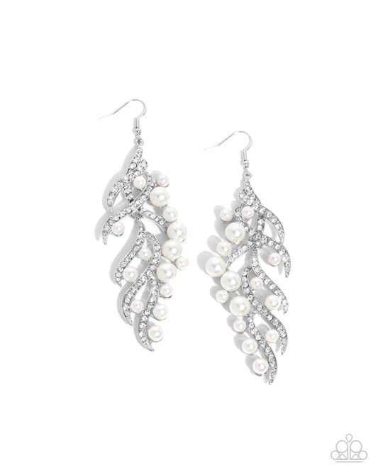 Flourishing Fancy White dangle earrings