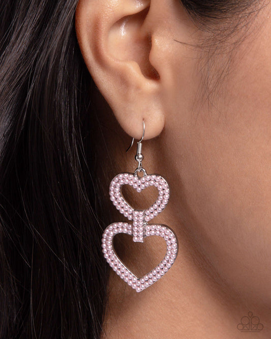 Dedicated Darling Pink dangle earrings, alternate view