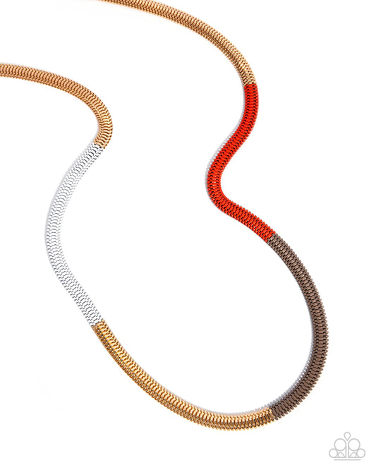 Patterned Pageantry Orange statement necklace