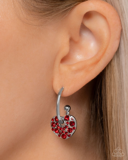 Valentines Valor Red hoop earrings, alternate view