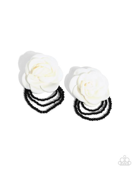 Dramatic Dame White post earrings