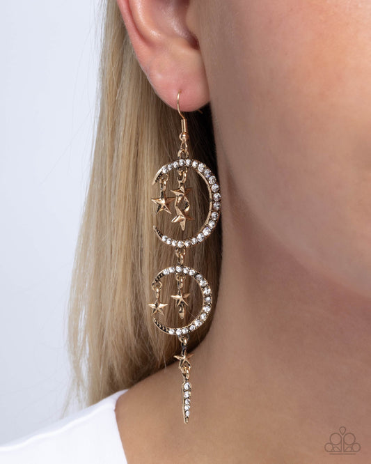 Celestial Cascade Gold dangle earrings, alternate view
