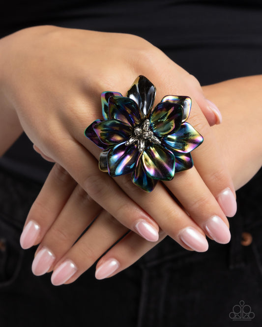 Platonic Petals Black statement ring, alternate view