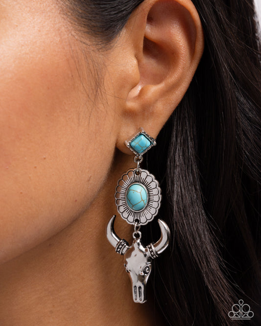 Western Week Blue post earrings, alternate view