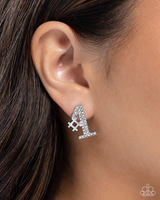 Were Number One, Youre Number Two White post earrings, alternate view