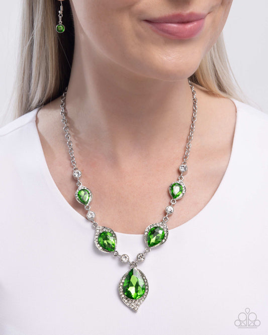 SPADES of Shimmer Green statement necklace, alternate view