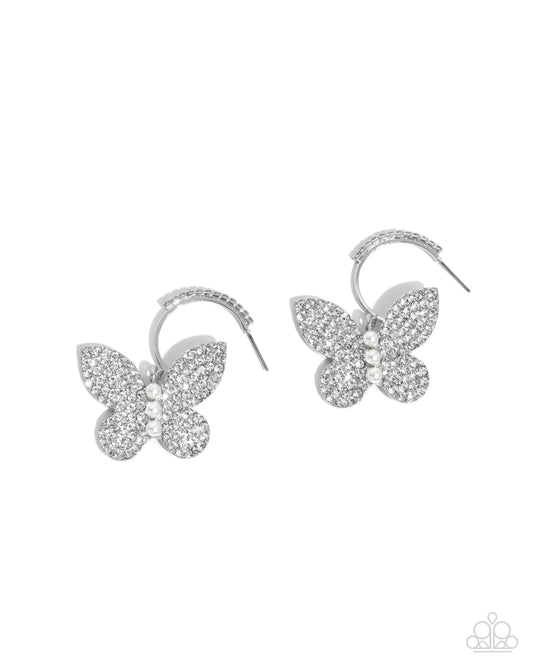 Butterfly Boundary White hoop earrings