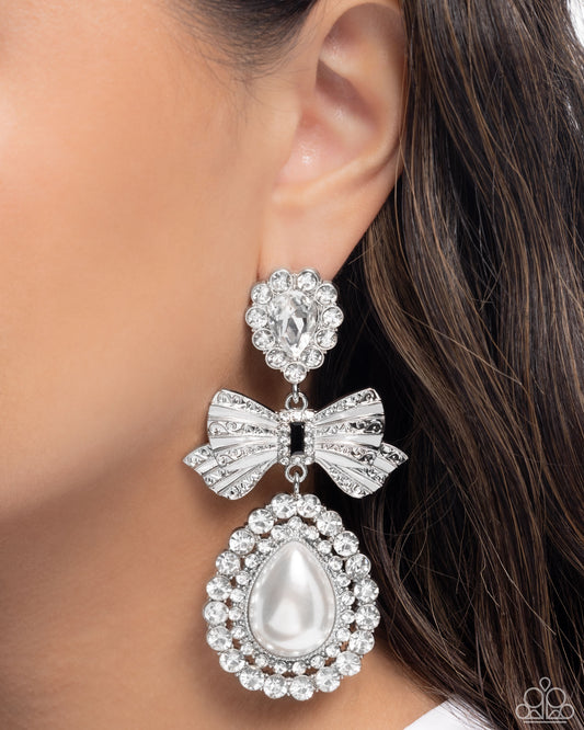 Alluring Aesthetic White post earrings, alternate view
