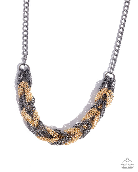 Braided Breakthrough Black statement necklace