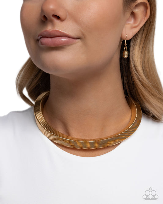 Sleek Suite Gold statement necklace, alternate view