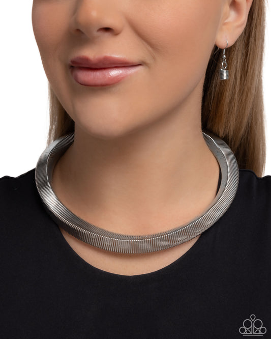 Sleek Suite Silver statement necklace, alternate view