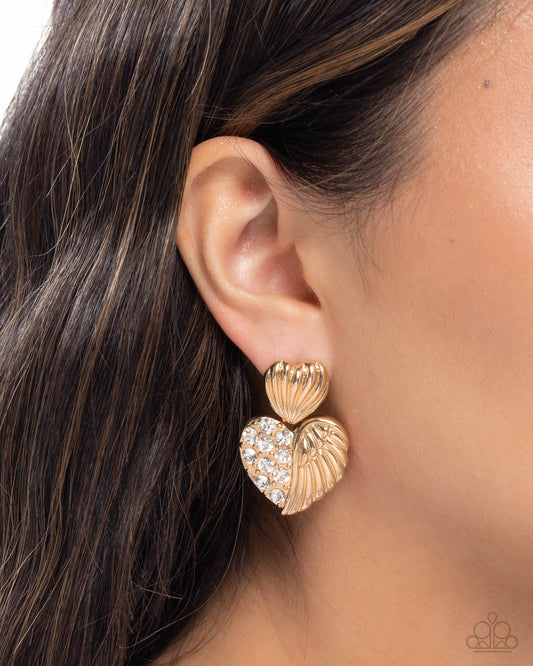 Angelic Adornment Gold post earrings, alternate view