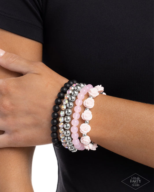 Rose Garden Grandeur Pink stretch bracelet, alternate view