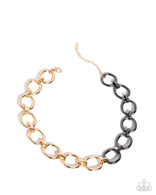 Mismatched Minuet Gold statement necklace