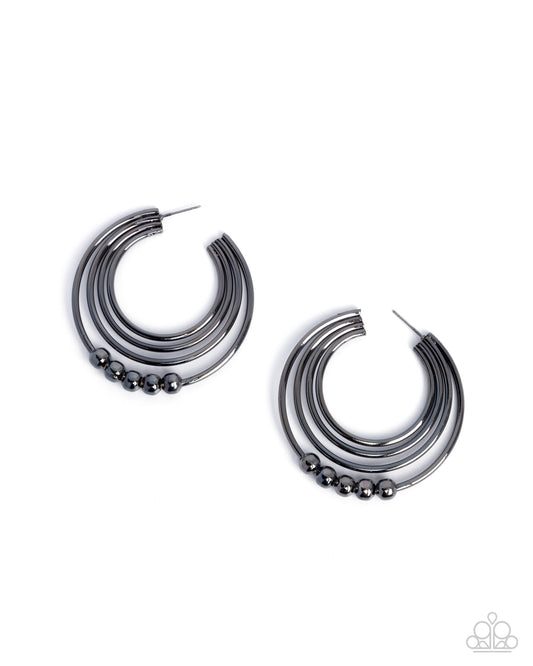 Layered Longevity Black hoop earrings