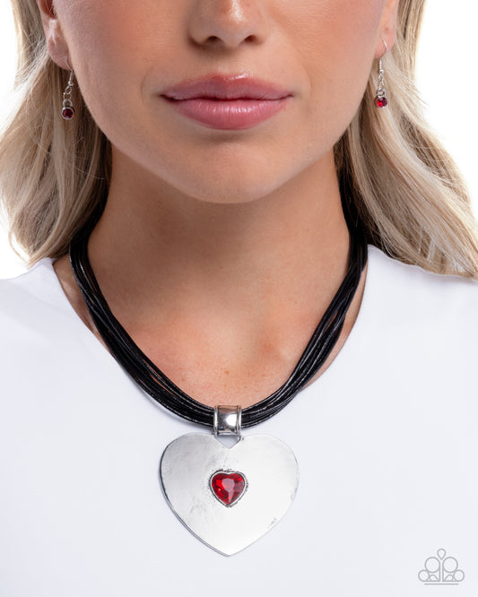 Galentines Day Red pendant necklace, alternate view