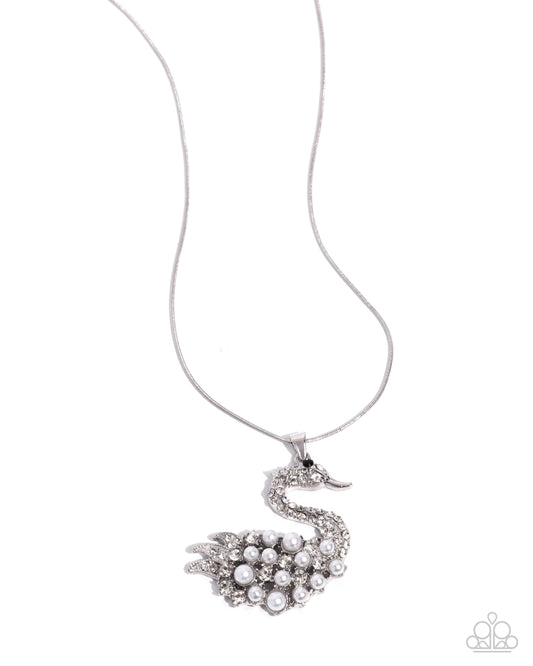 Swan Shimmer White statement necklace