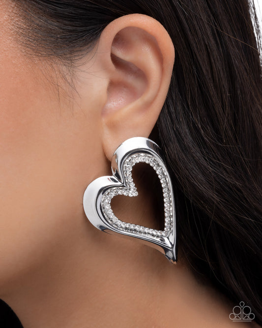 Cupid Chic White post earrings, alternate view