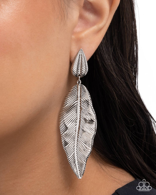Loamy Leaves Silver post earrings, alternate view