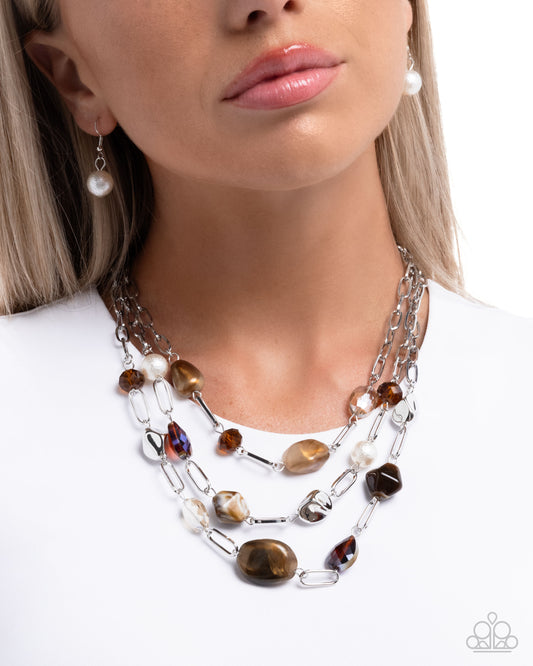 Tangible Tiers Brown statement necklace, alternate view