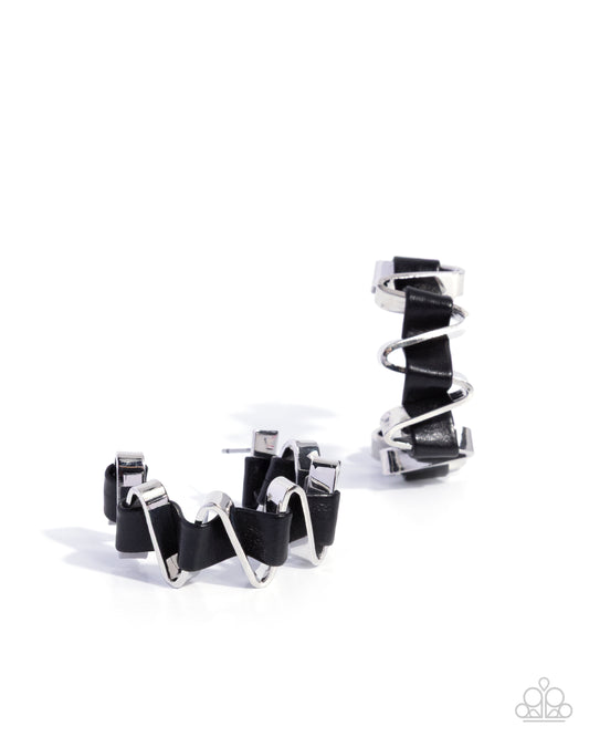 Captivating Corkscrew Black hoop earrings