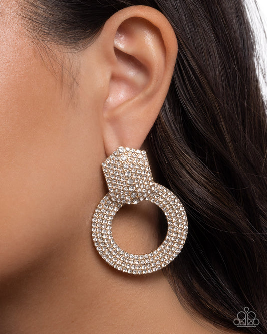 Sparkly Safeguard Gold hoop earrings, alternate view
