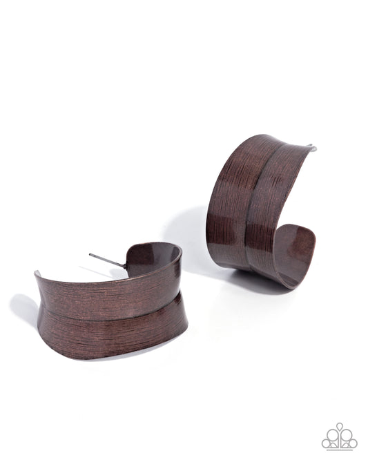 Beautifully Brushed Copper hoop earrings
