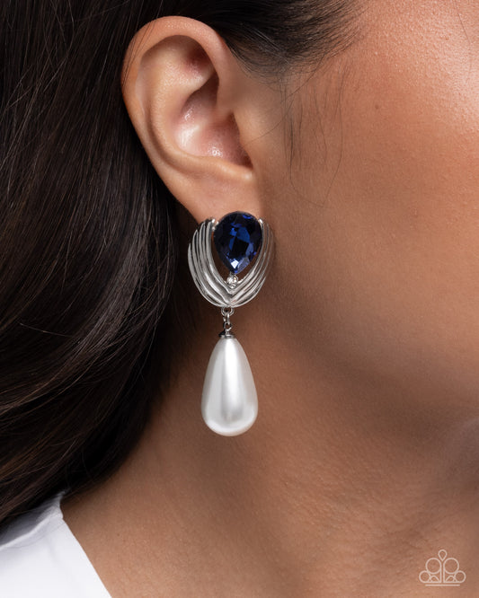 Elegantly Enraptured Blue post earrings, alternate view