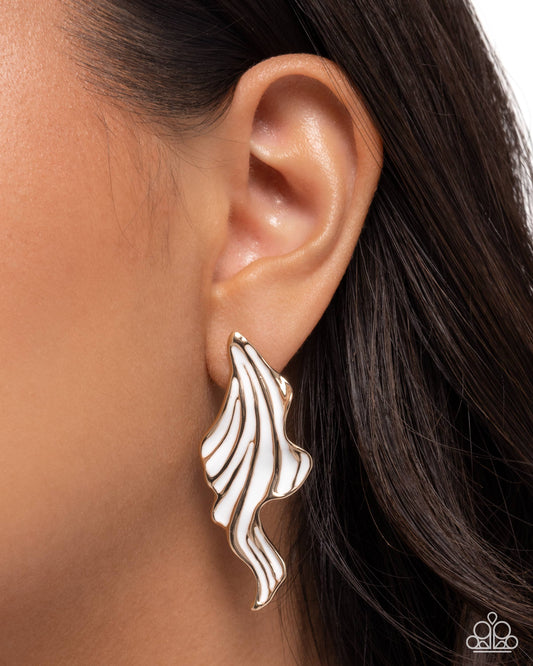 Fluid Fashion White post earrings, alternate view