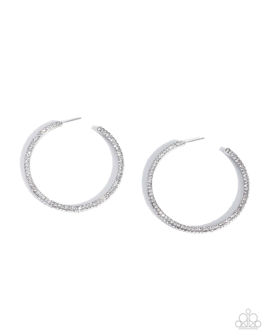 Solemn Shimmer White hoop earrings