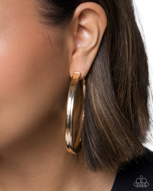 Sleek Staple Gold hoop earrings, alternate view