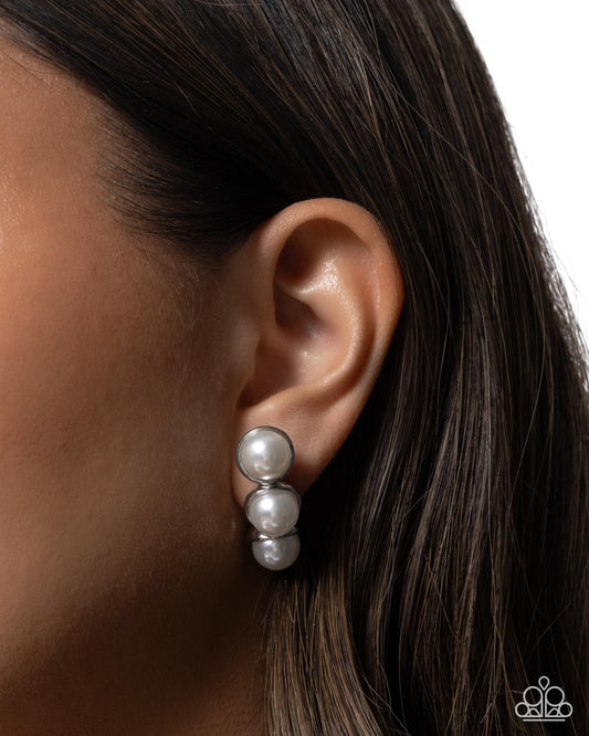 Classy Cinderella White post earrings, alternate view
