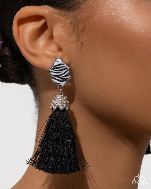 Iconic Zebra Black post earrings, alternate view