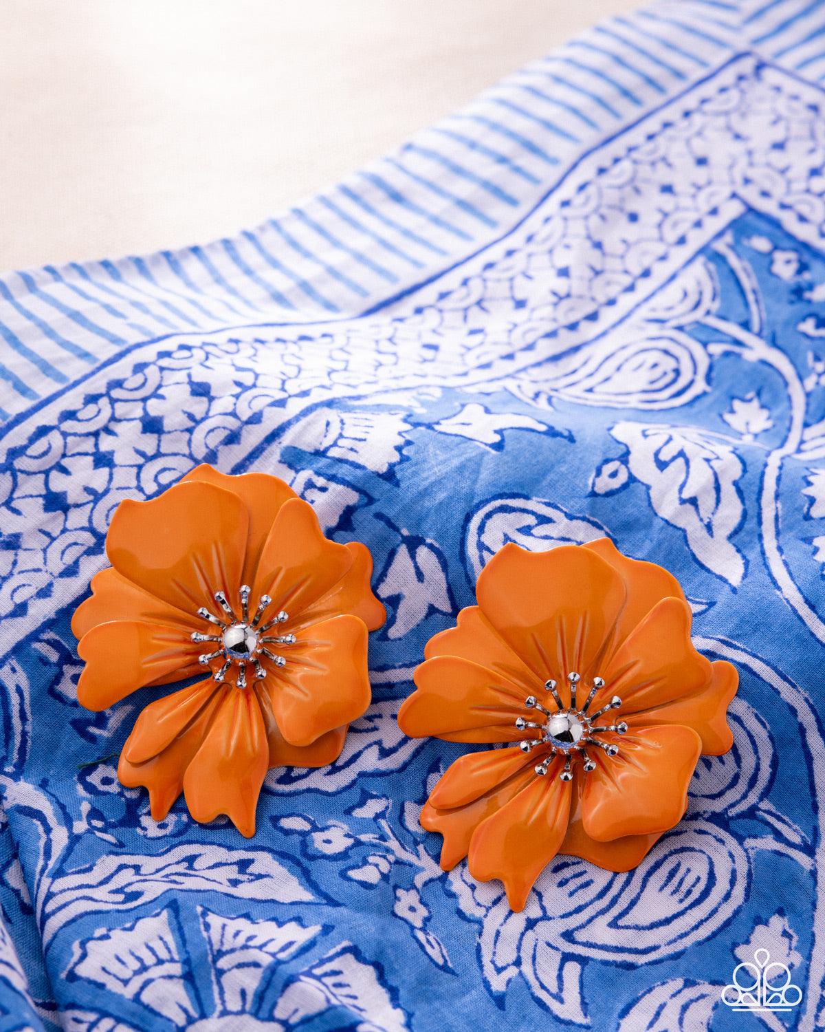 Flourishing Fantasy - Orange | Orange Flower Stud Earrings - photo 3