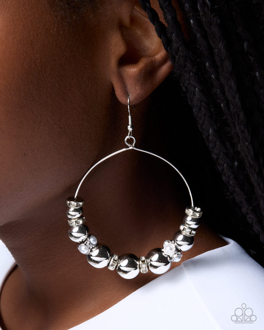 Perfect Promotion - White | White Faux-Pearl Hoop Earrings - photo 2
