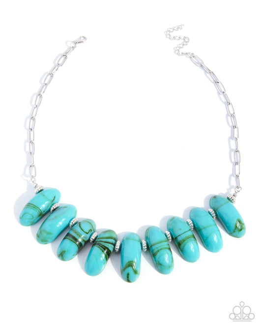 Staggering Swirls Blue statement necklace