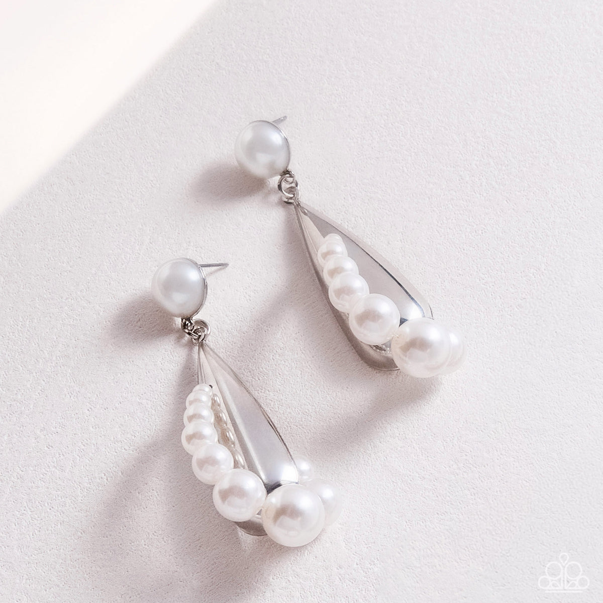 Potent Poise - White Pearl Teardrop Earrings - product photo 4