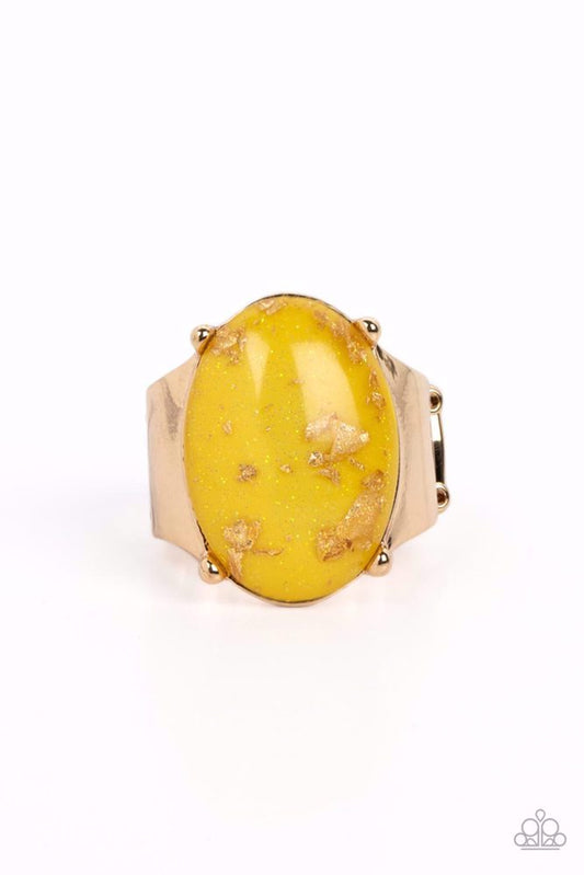 Gold Leaf Glam Ring - Yellow