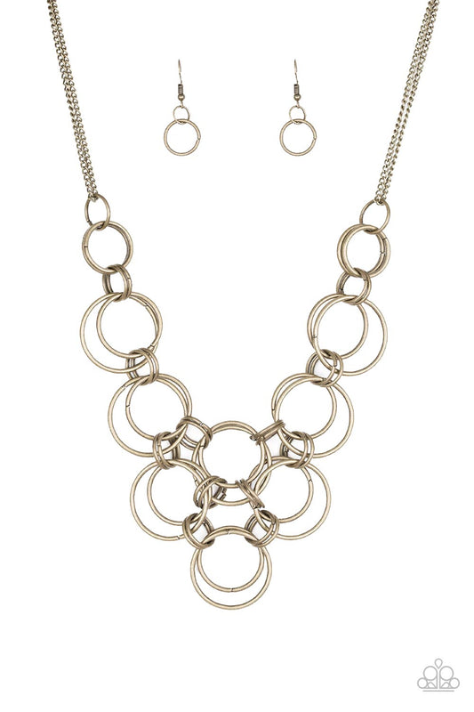 Ringing Off The Hook Brass pendant necklace