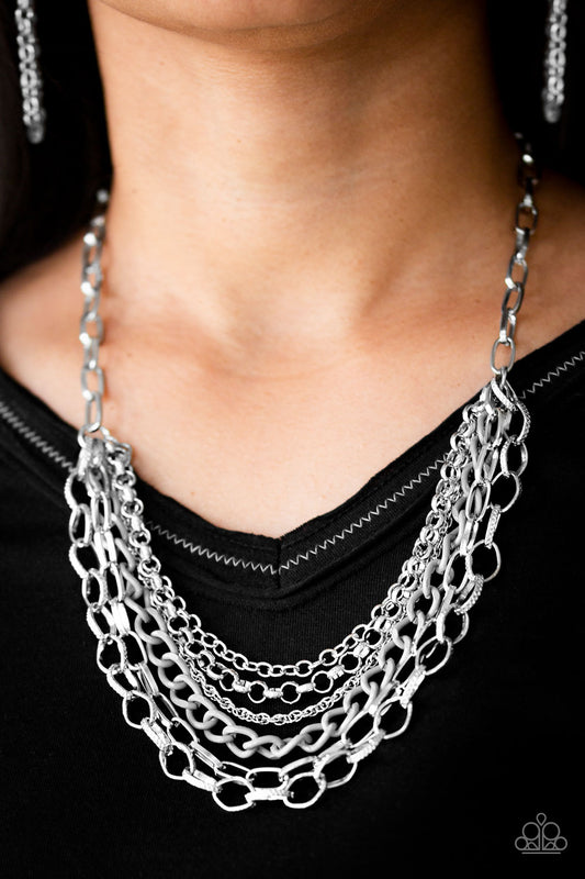 Color Bomb Silver statement necklace, alternate view