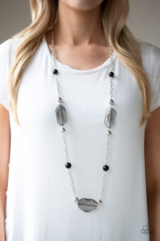 Crystal Charm Black statement necklace, alternate view