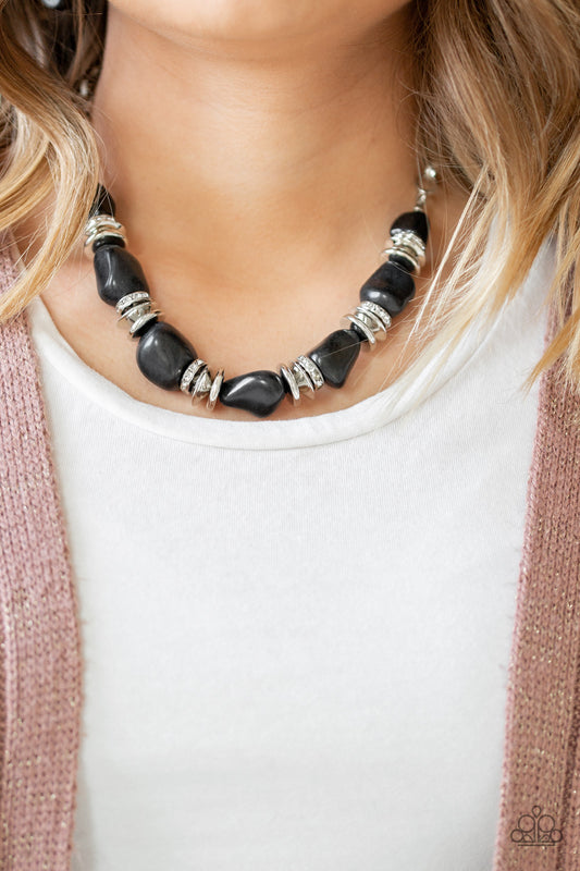 Stunningly Stone Age Black statement necklace, alternate view