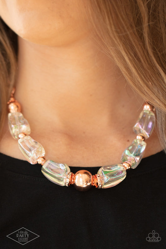Iridescently Ice Queen Copper statement necklace, alternate view