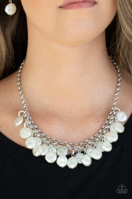 BEACHFRONT and Center White statement necklace, alternate view